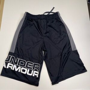 Under Armour Loose Fit Shorts YLG Black Gray Youth Boys Large Basketball Gym